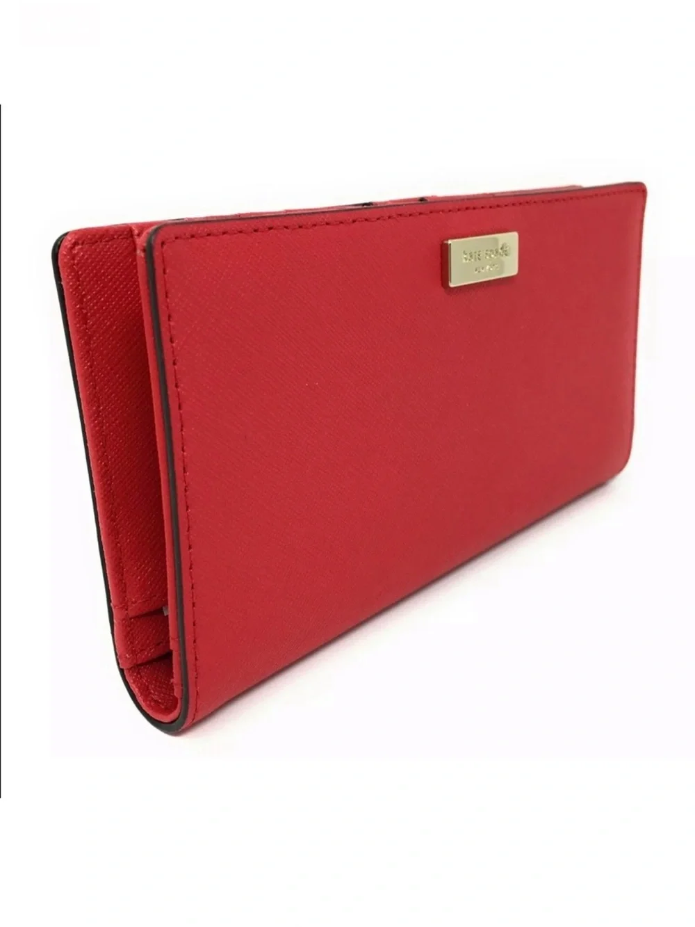 Kate Spade New York Stacy Laurel Way Wallet Coral Red Saffiano Leather